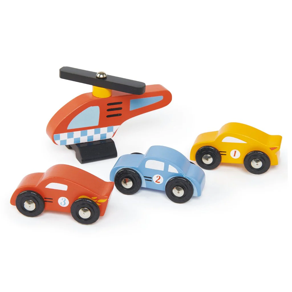 Bluebird Wooden Toy Garage & Cars Set - Image 3