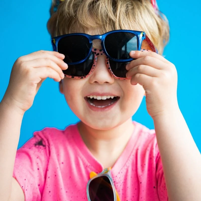 Retro Lightning Flash Blue Kids Sunglasses - Image 3